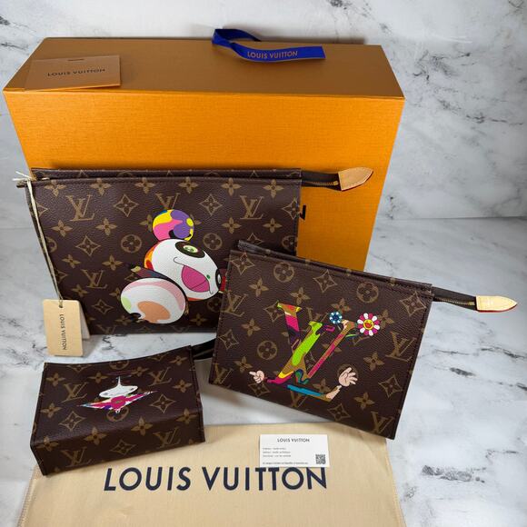 Louis Vuitton Handbags - Louis Vuitton Murakami Bag Trio Toiletry Pouches Monogram LV x TM 3-Clutch Set